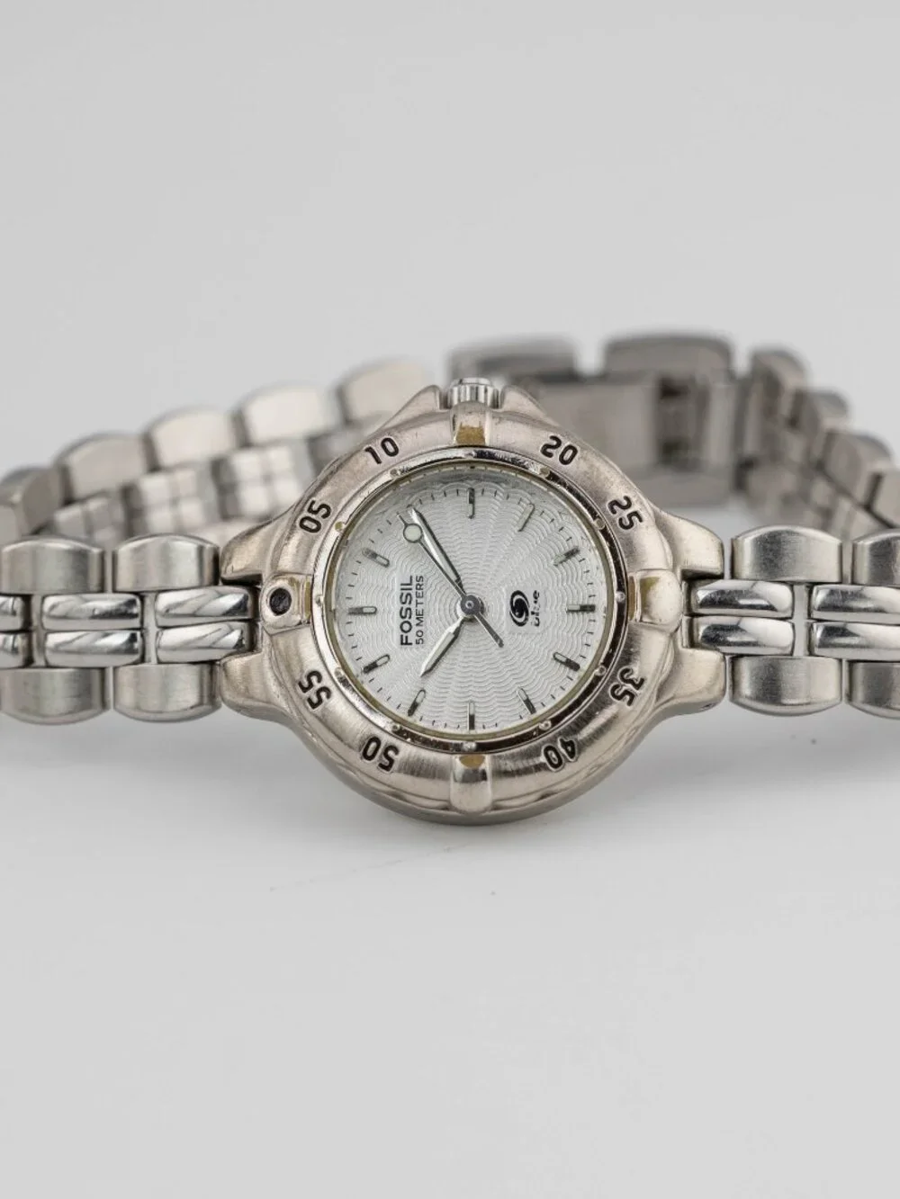 FOSSIL Blue AM-3241 Diver Bezel Steel Quartz Analog Women's Watch New Battery